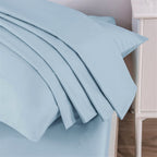 Sea-Foam Baby Blue 100% Cotton Fitted Bed Sheet & Pillow Cases Set
