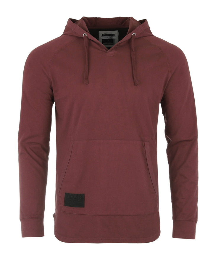 Maroon Pigment Dyed Hoodie Athletic V-Neck
