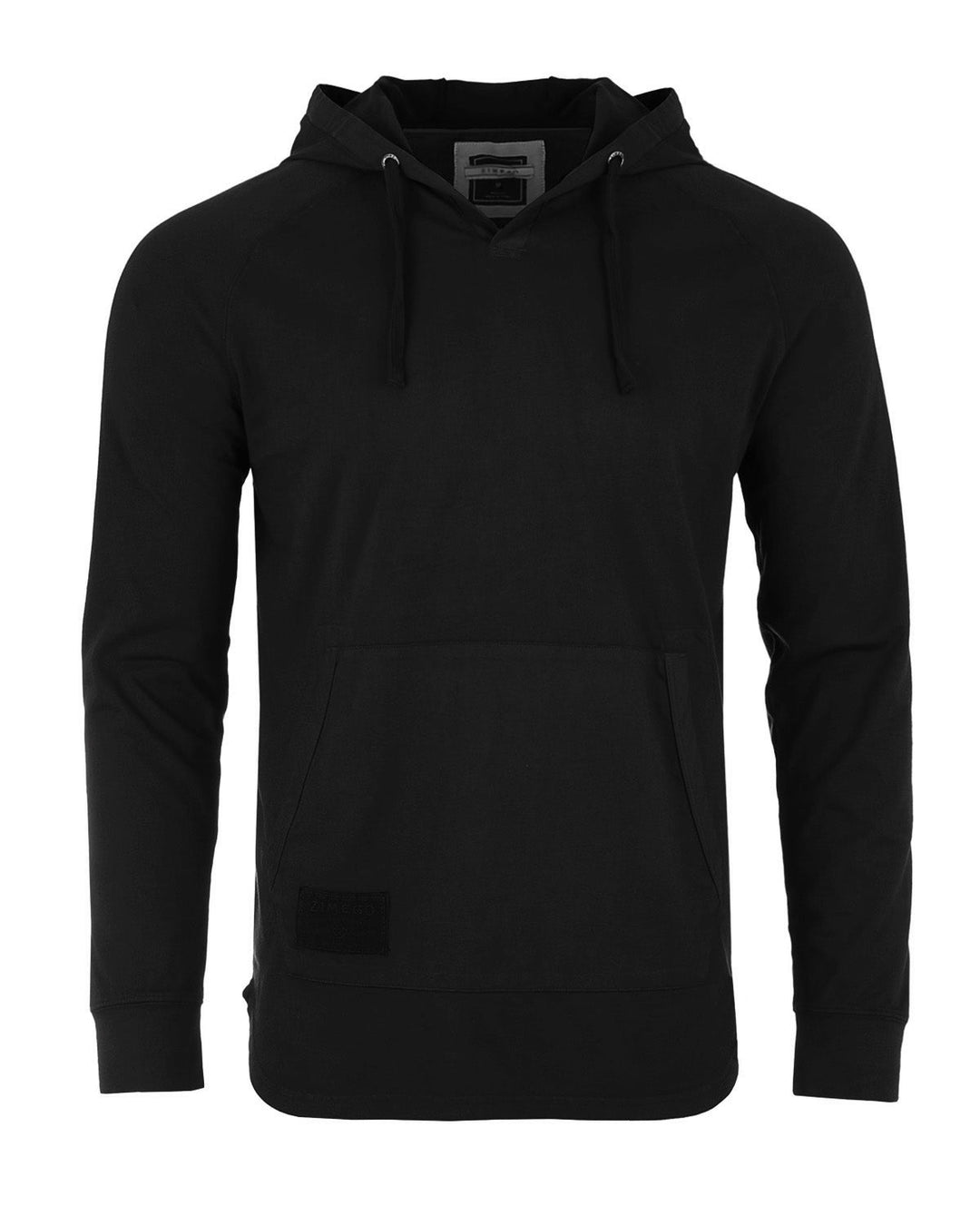 Black Pigment Dyed Hoodie Athletic V-Neck Long Sleeve Henley Pullover Shirt