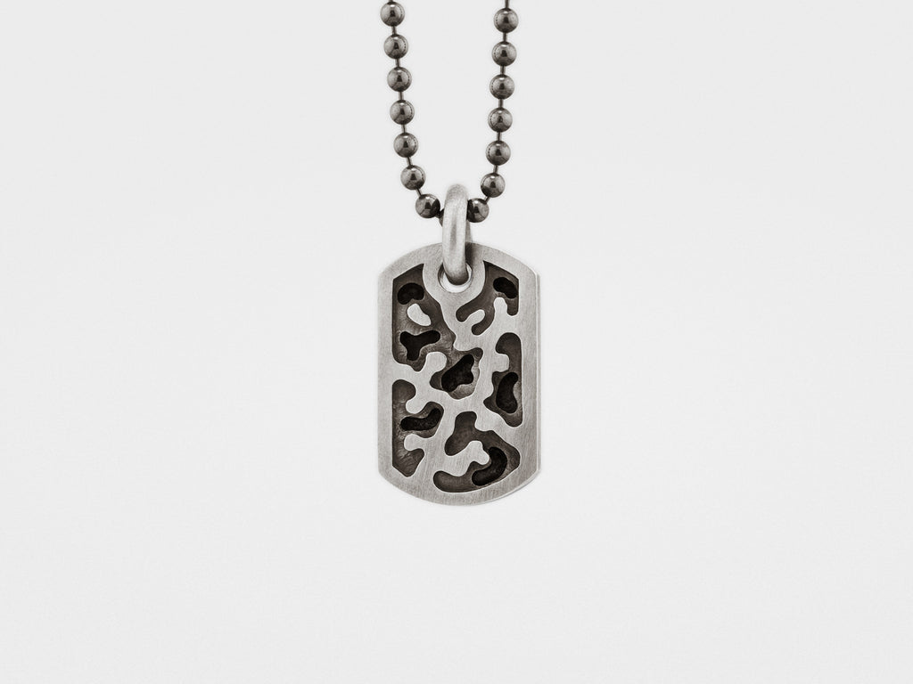 Small Camouflage Dog Tag in Sterling Silver