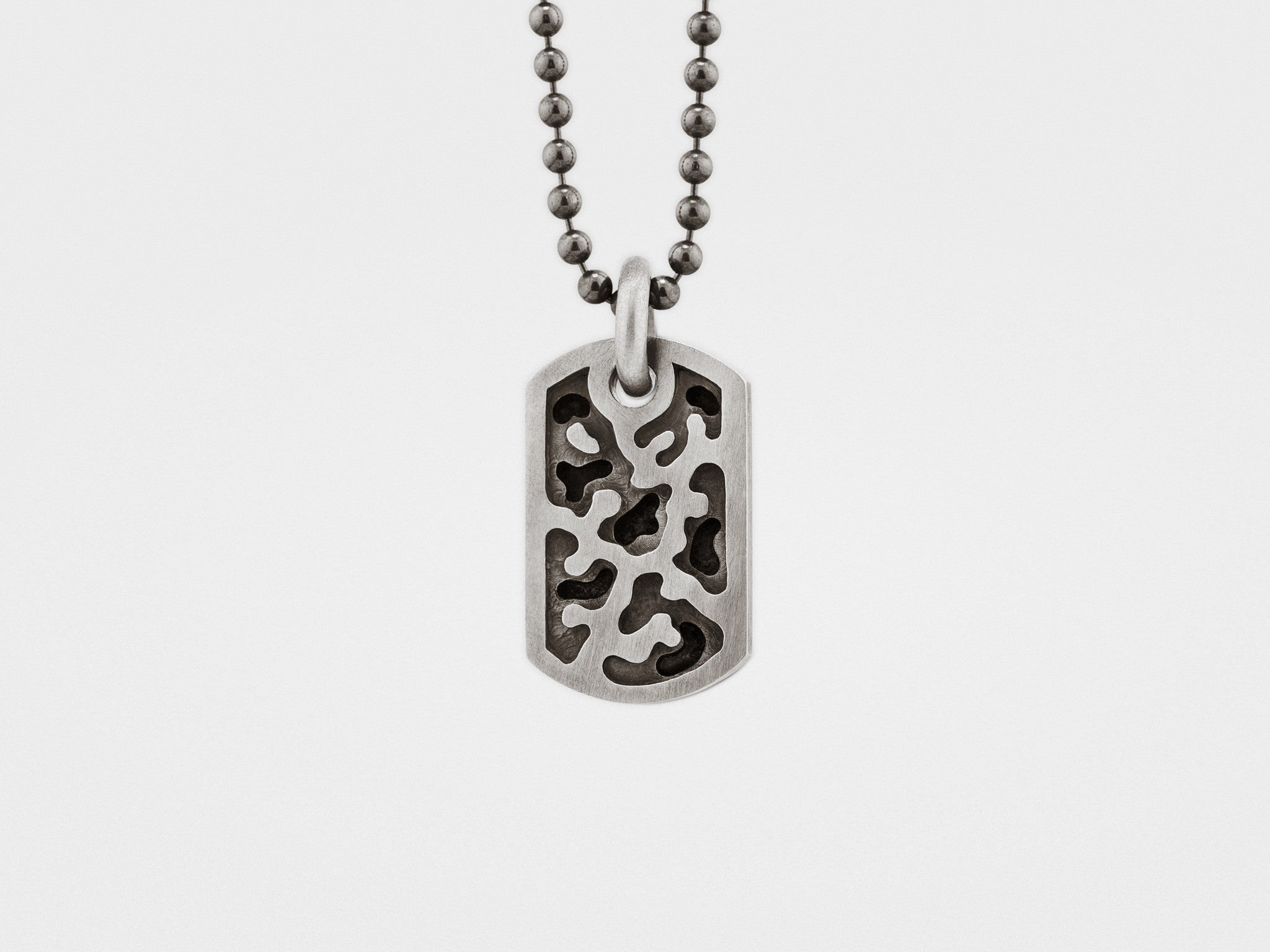 Small Camouflage Dog Tag in Sterling Silver