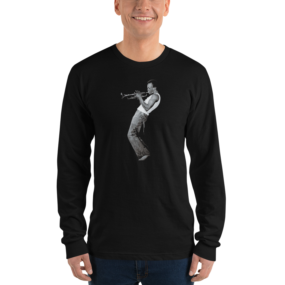 Miles Davis Playing His Trumpet Artwork Long Sleeve Shirt