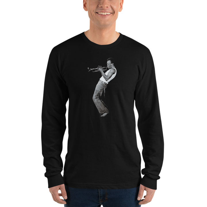 Miles Davis Playing His Trumpet Artwork Long Sleeve Shirt