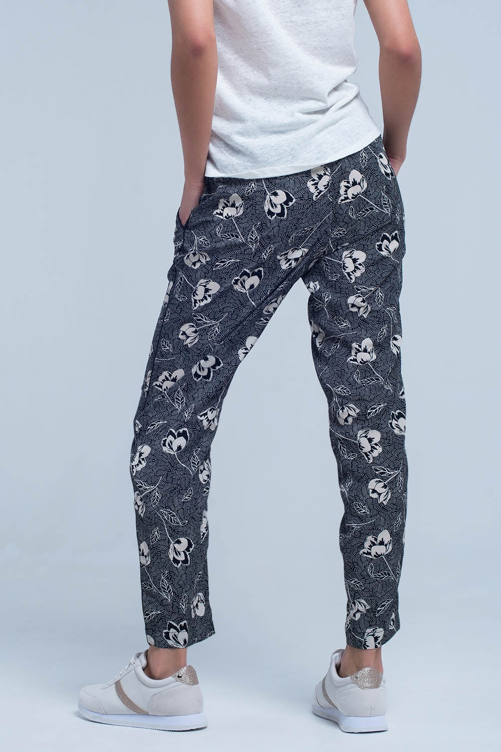 Black Pants with Floral Print