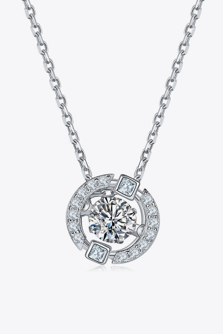 Moissanite Pendant Chain-Link Silver Necklace