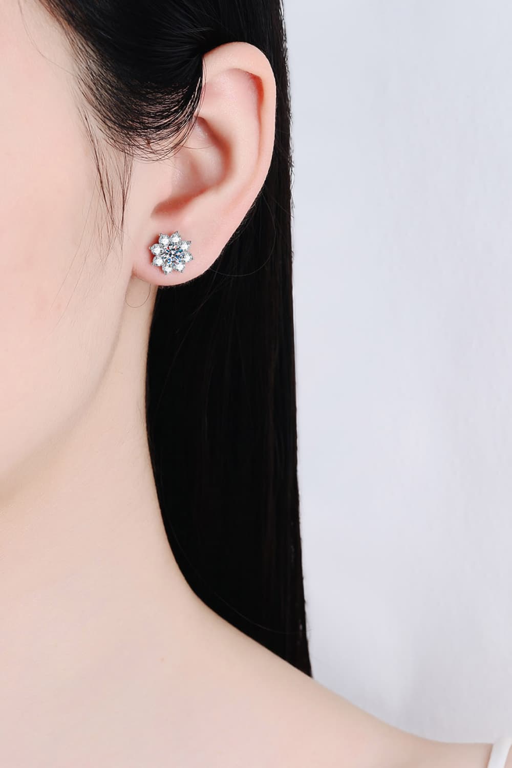 1 Ct Moissanite 925 Sterling Silver Flower Earrings