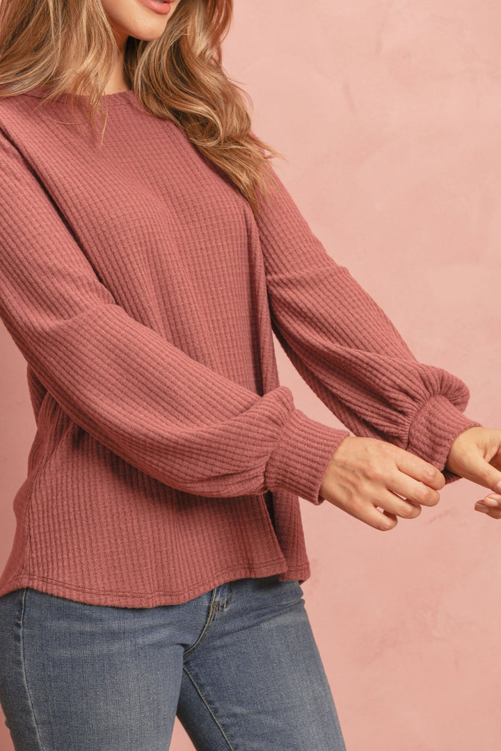 Puff Sleeved Waffle Top