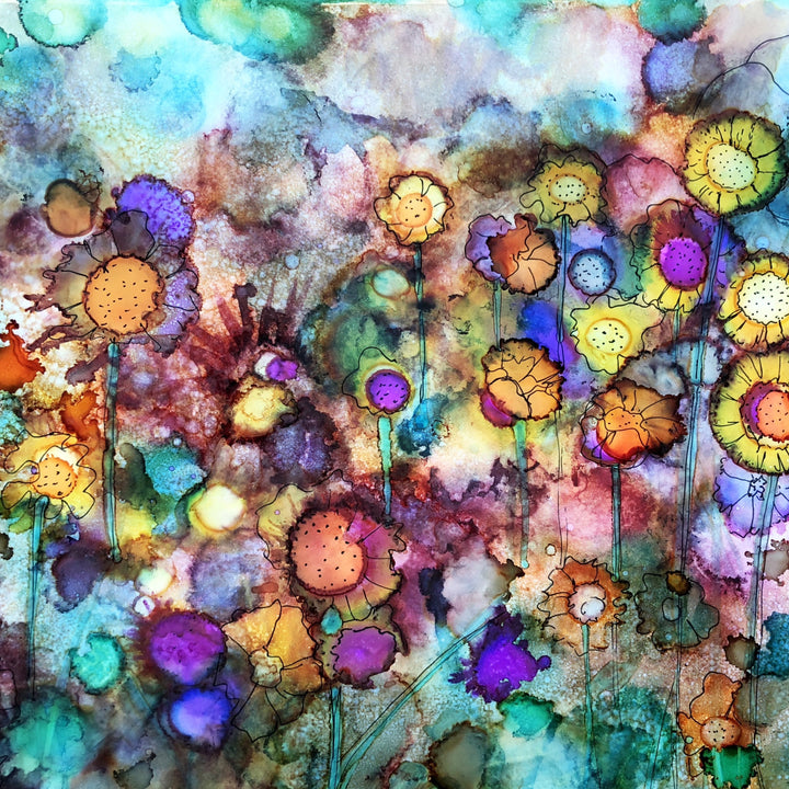 Field of Flowers: Alcohol Ink Painting