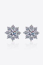 1 Ct Moissanite 925 Sterling Silver Flower Earrings