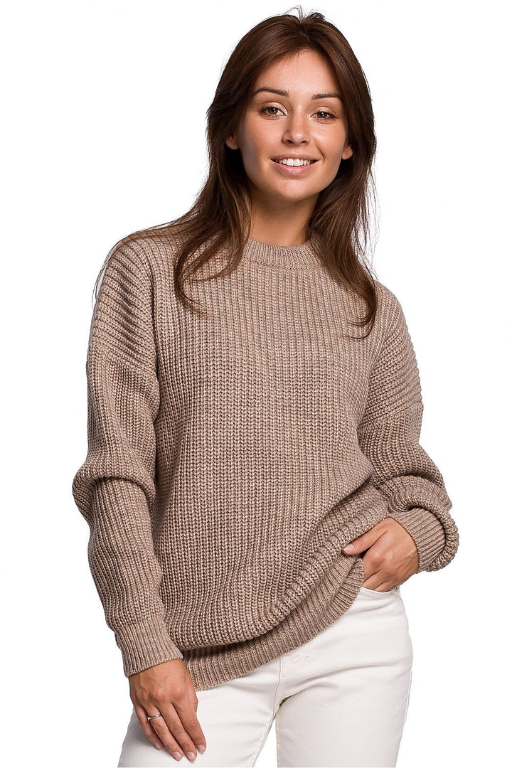 Loose Fit High Neck Sweater Brown