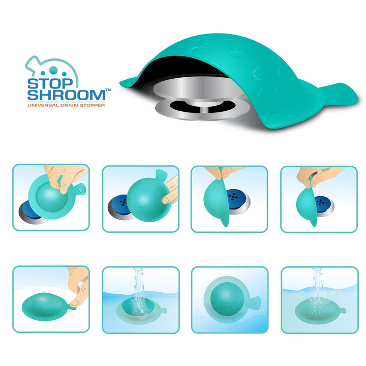 StopShroom (Aqua) Universal Stopper Cover for Bathtub, Bathroom, and Kitchen Drains