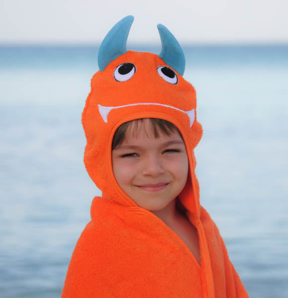 Monster Hooded Cotton Turkish Towel Little Kid