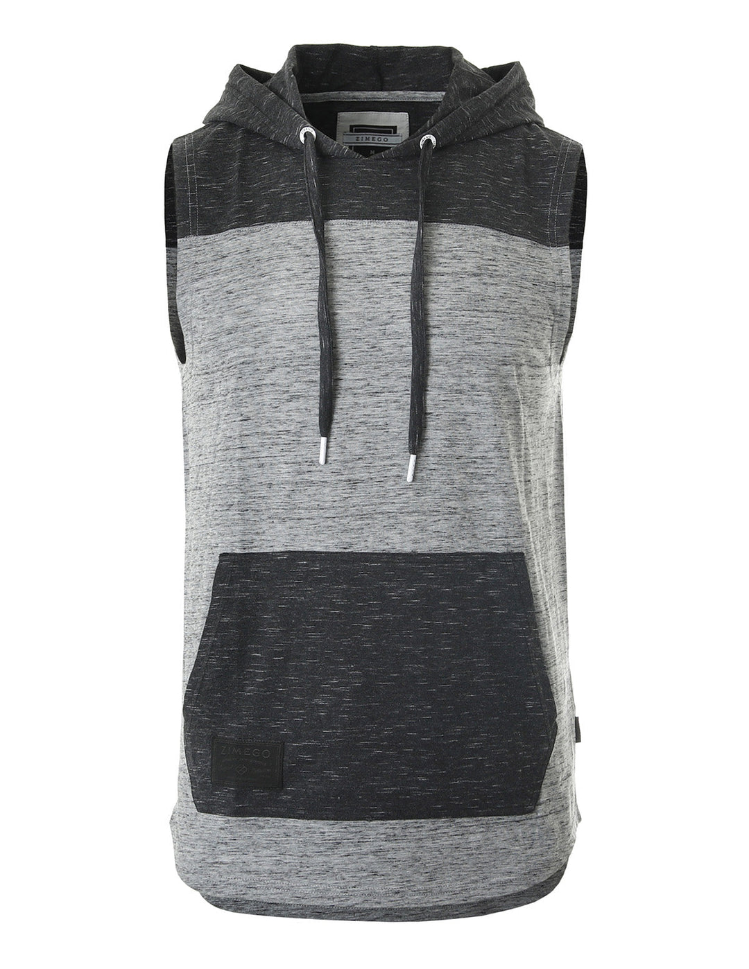 Color Block Sleeveless Pullover Kangaroo Pocket Workout Hooded Tank