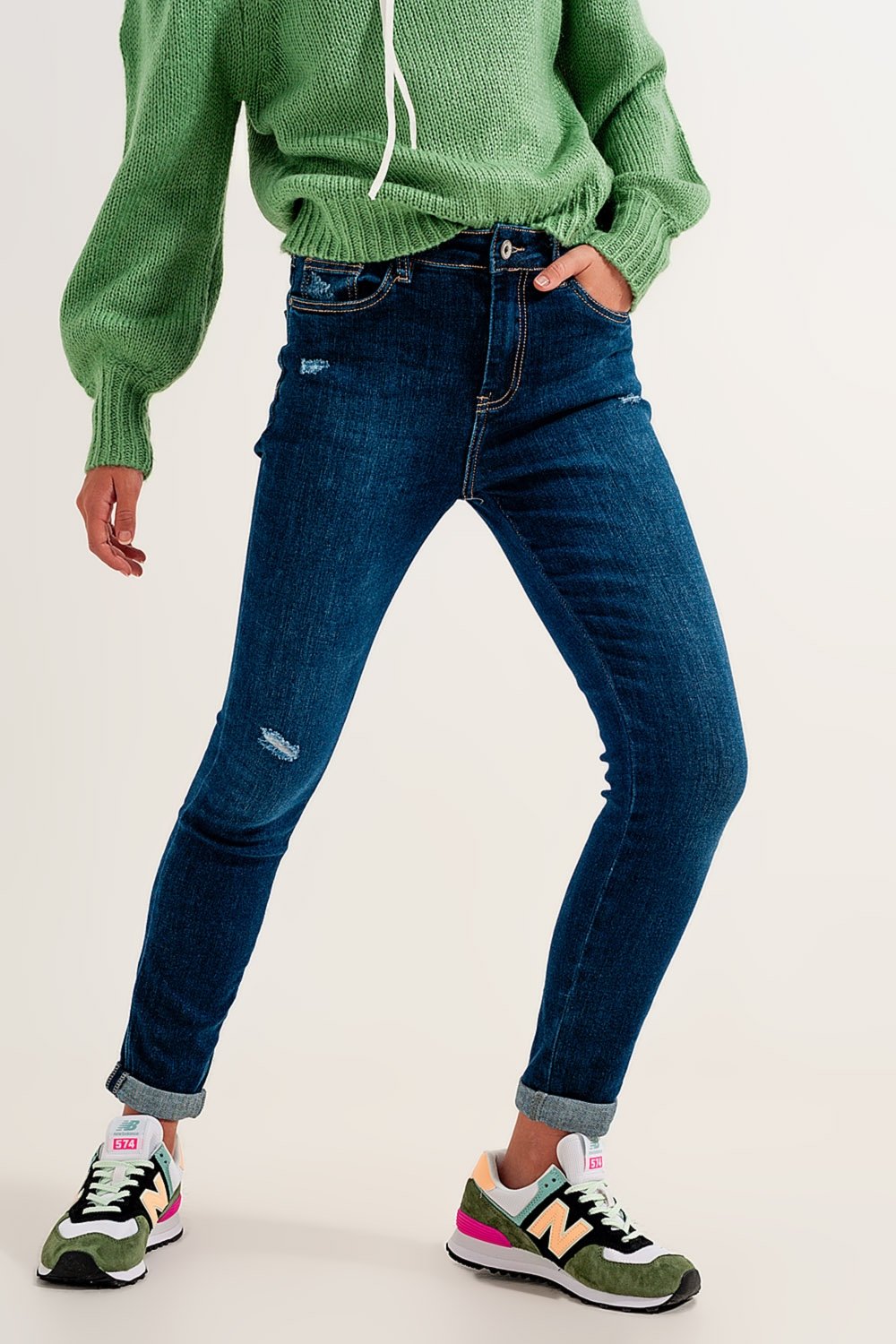 Skinny Jeans with Stretch in Medium Blue