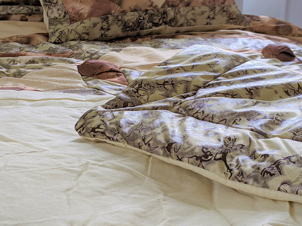 Rustic Camo Earthy Floral Sandy Beige Green Comforter Set Twin/Single Size