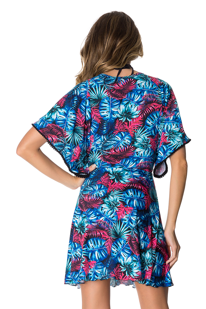 Del Ray Beach Cover Up in Midnight Palm by Lybethras