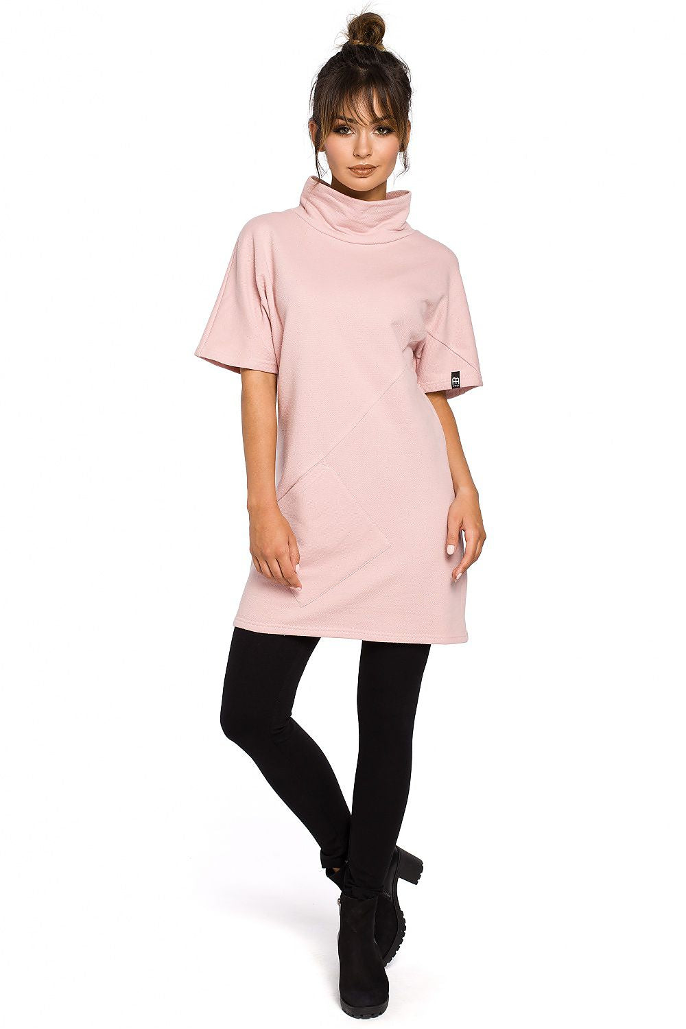 Soft Knitted Tunic Dress Light Pink