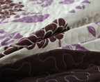 Bohemian Purple Blooms Floral Garden Pink Brown Bedspread Set