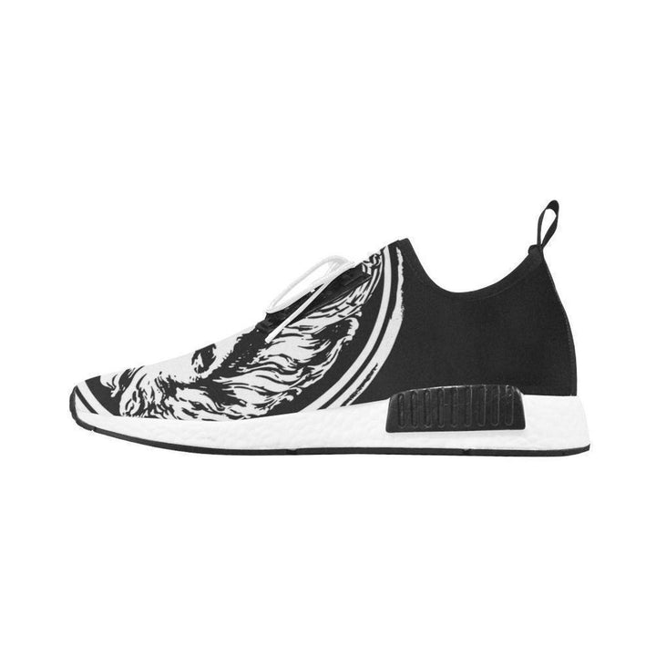 Women's Black and White Lion Lace Up Trainers