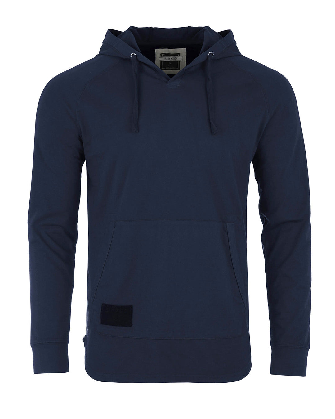 Dark Blue Pigment Dyed Hoodie Athletic V-Neck Long Sleeve Henley Pullover Shirt