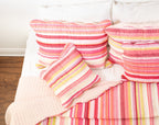 Happy Stunning Stripes Red & Pink Scalloped Coverlet Bedspread Set
