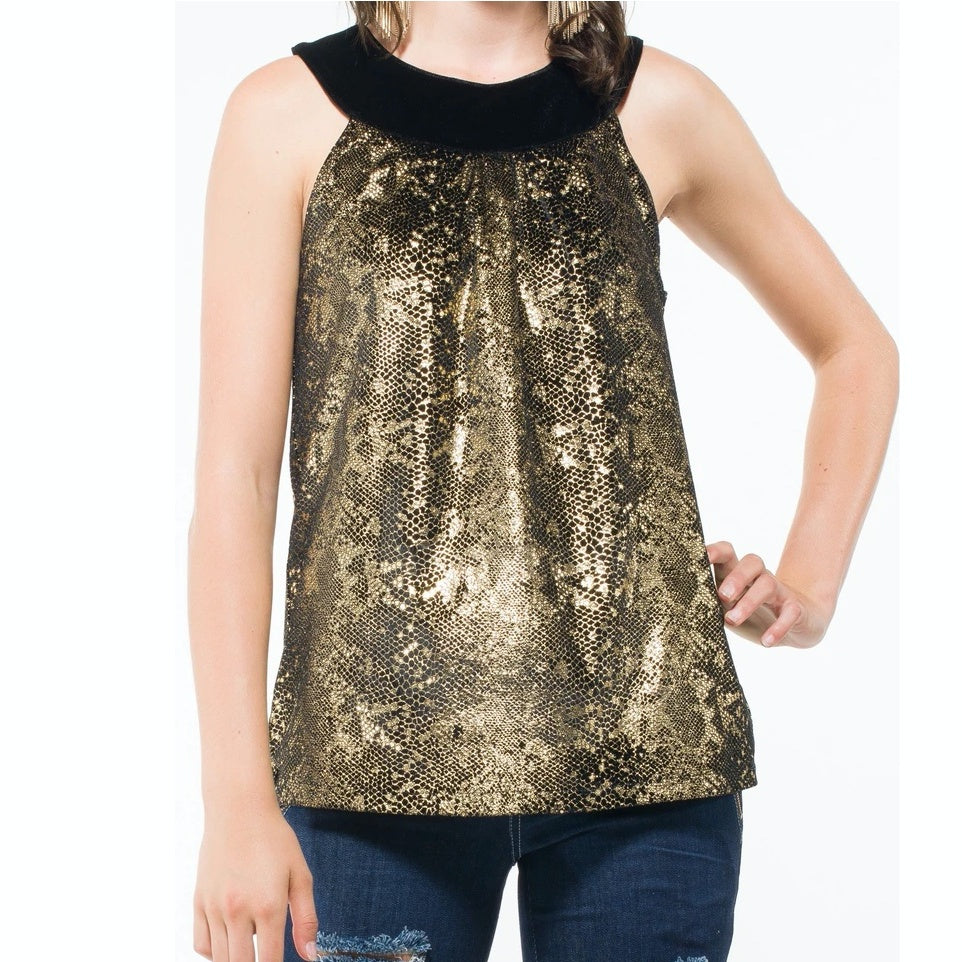 Women's Sleeveless Gold Top by Uwi Twins