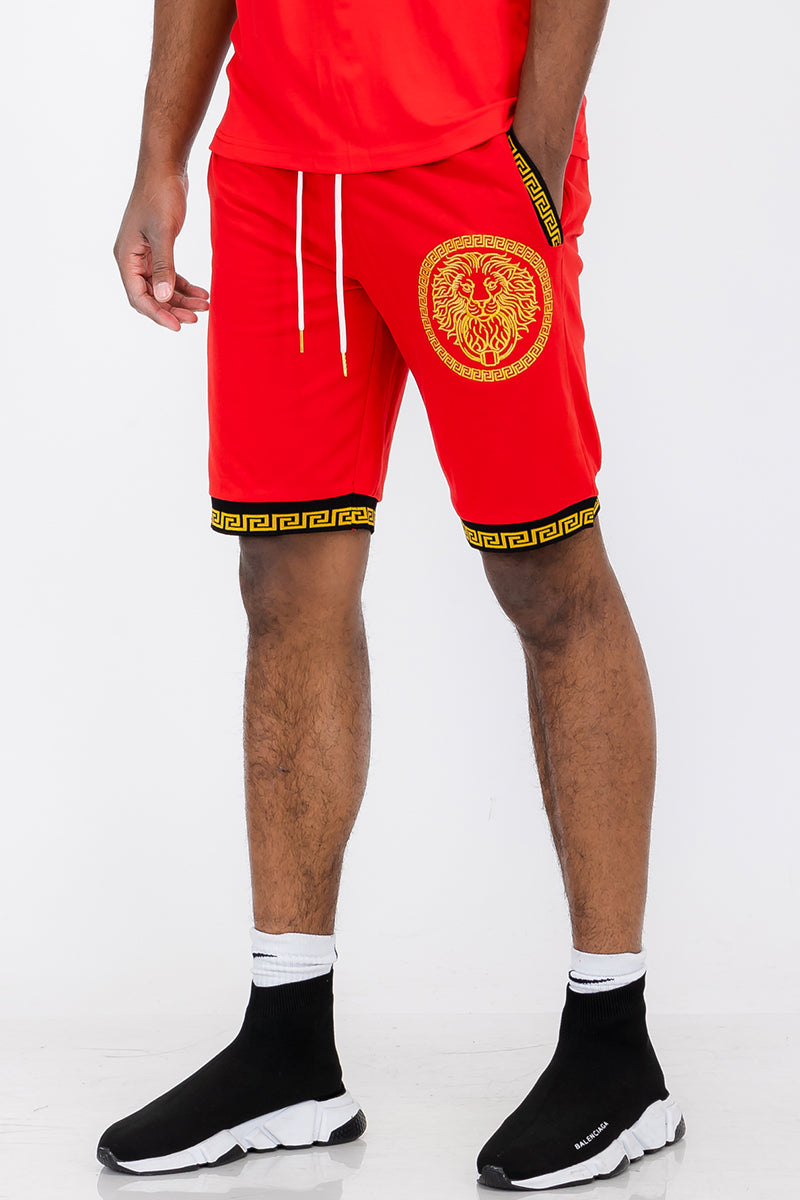Lion Head Embroidered Shorts