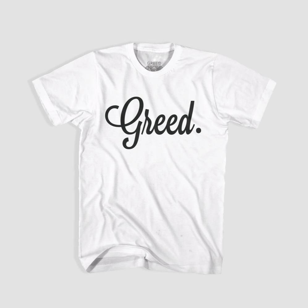 GREED® Script T-Shirt in White