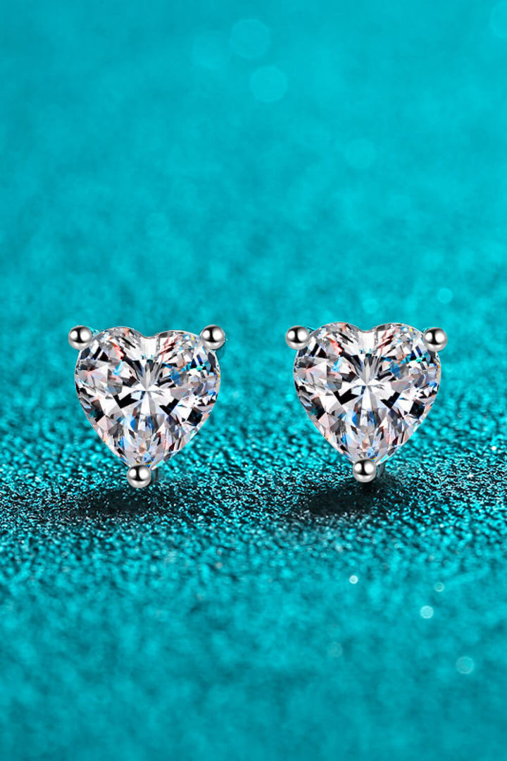 Heart-Shaped Stud Earrings with 2 Ct Moissanite