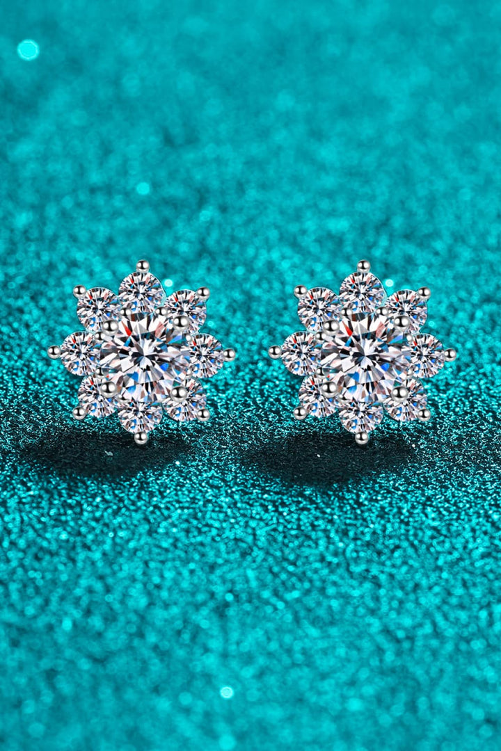 1 Ct Moissanite 925 Sterling Silver Flower Earrings