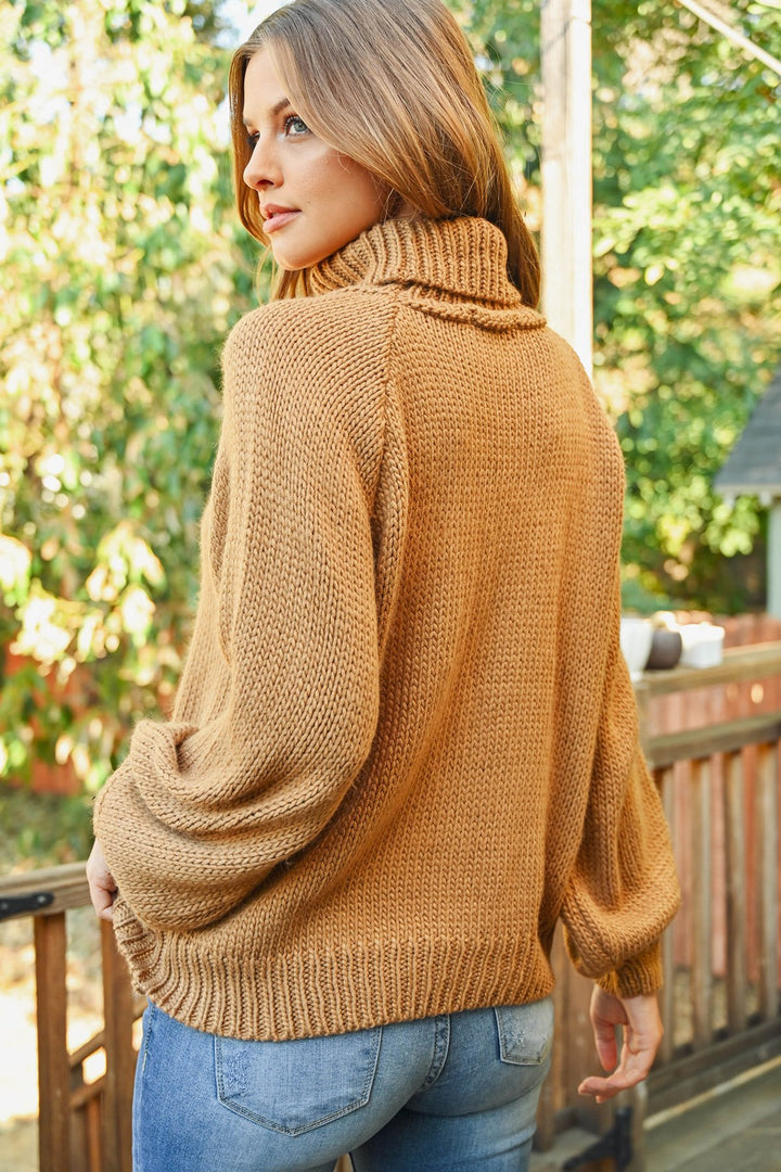 Chunky Cable Knit Turtleneck Sweater