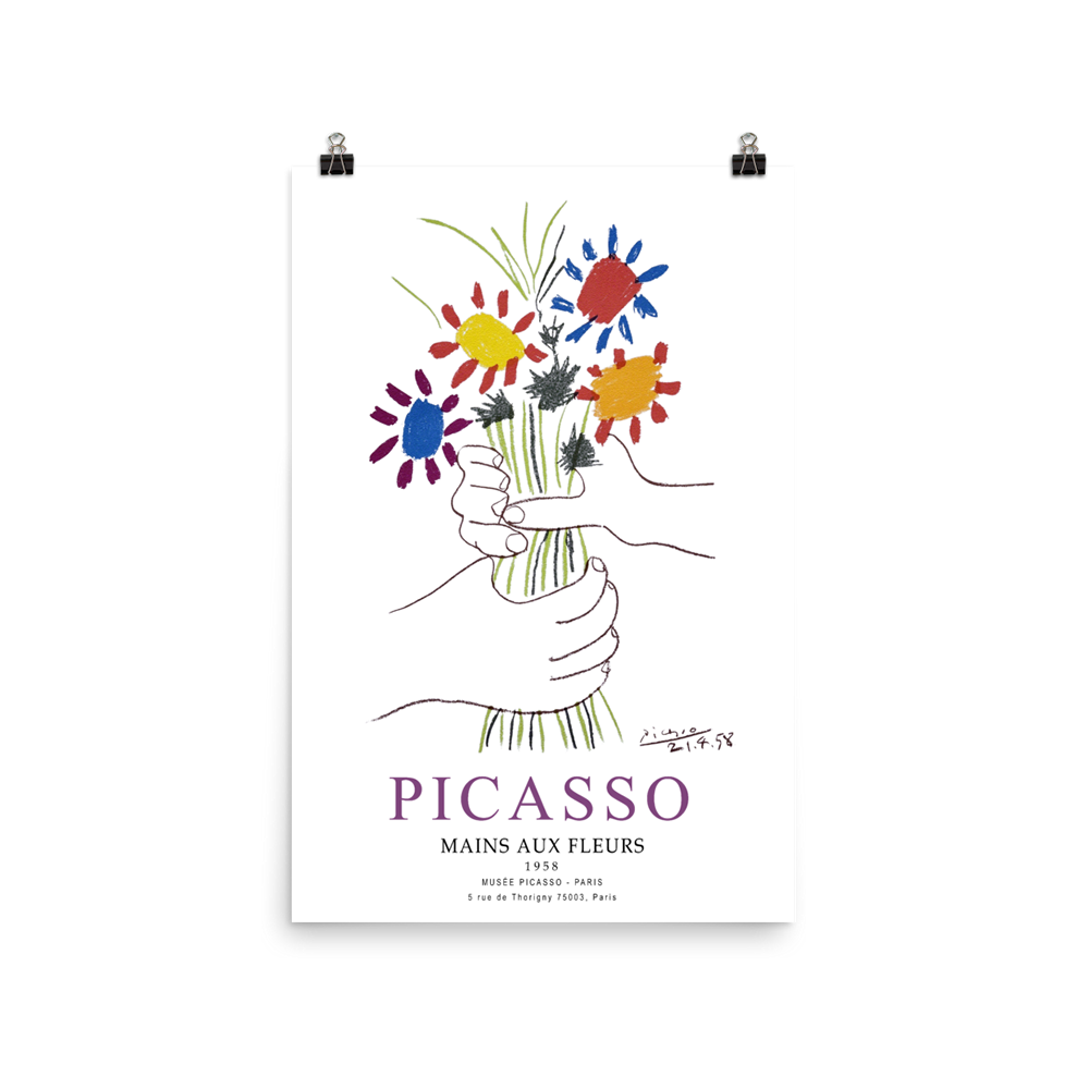 Pablo Picasso Hands With Flowers 1958 Artwork Poster