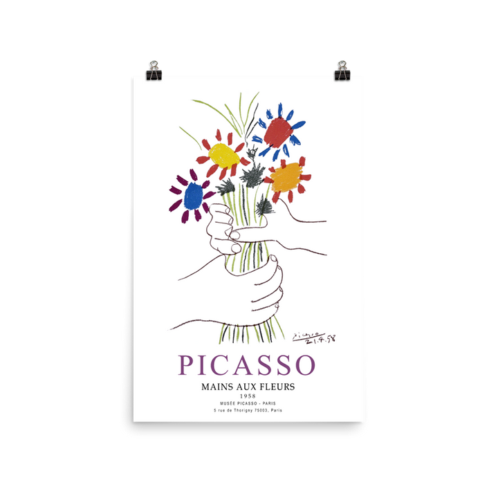 Pablo Picasso Hands With Flowers 1958 Artwork Poster