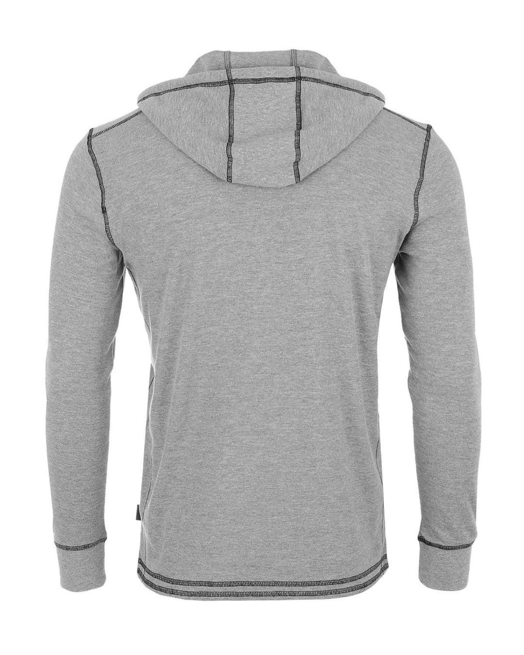 Heather Grey Men's Thermal Long Sleeve Lightweight Fashion Hooded Henley