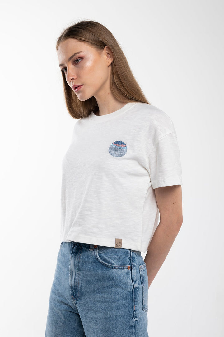 White Nature Embroidery T-Shirt