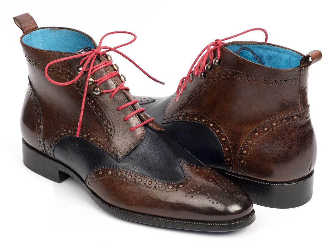 Paul Parkman Wingtip Ankle Boots Dual Tone Brown & Blue