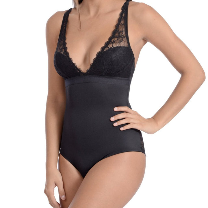 Lingerie Look Full Bodysuit Shaper With Beautiful Lace Details Black