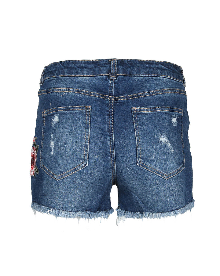 Juniors Classic Mid Rise Distressed Denim Shorts