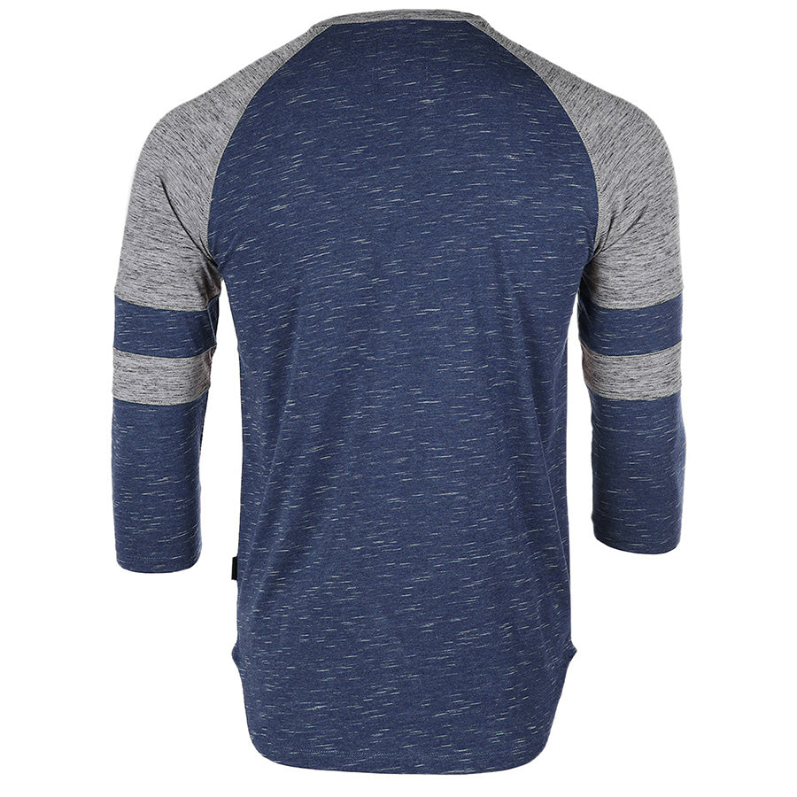 3/4 Sleeve NAVY Baseball Football College Raglan Henley Athletic T-Shirt