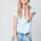 Blue T-Shirt with Strass Details