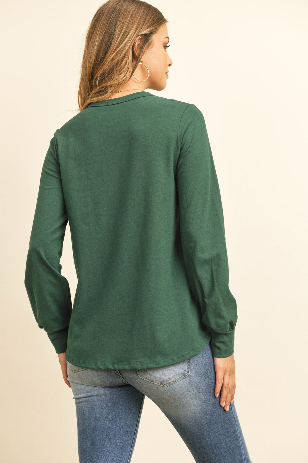 Long Sleeve Round Neck Solid Top