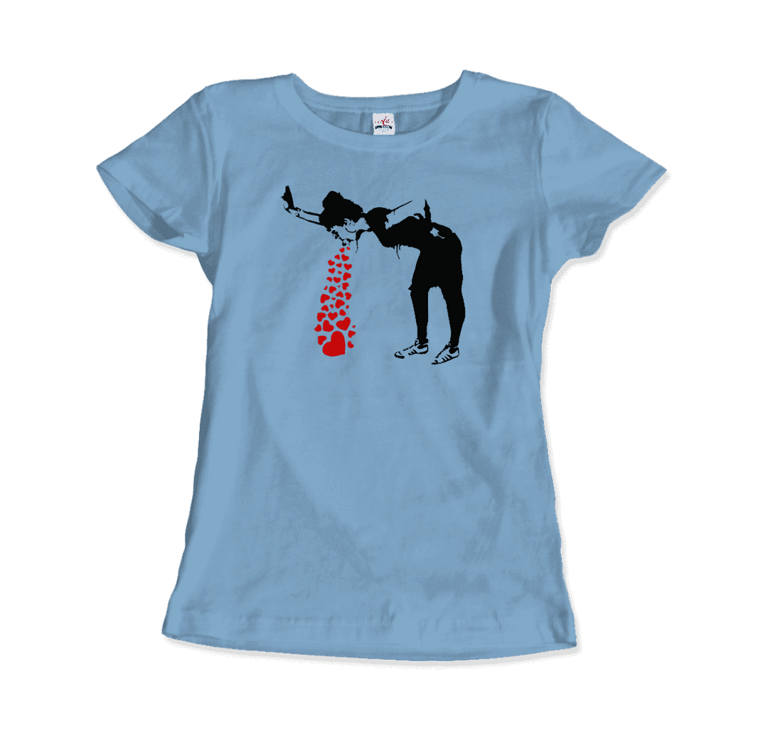 Banksy Lovesick Girl Throwing Up Hearts Artwork T-Shirt