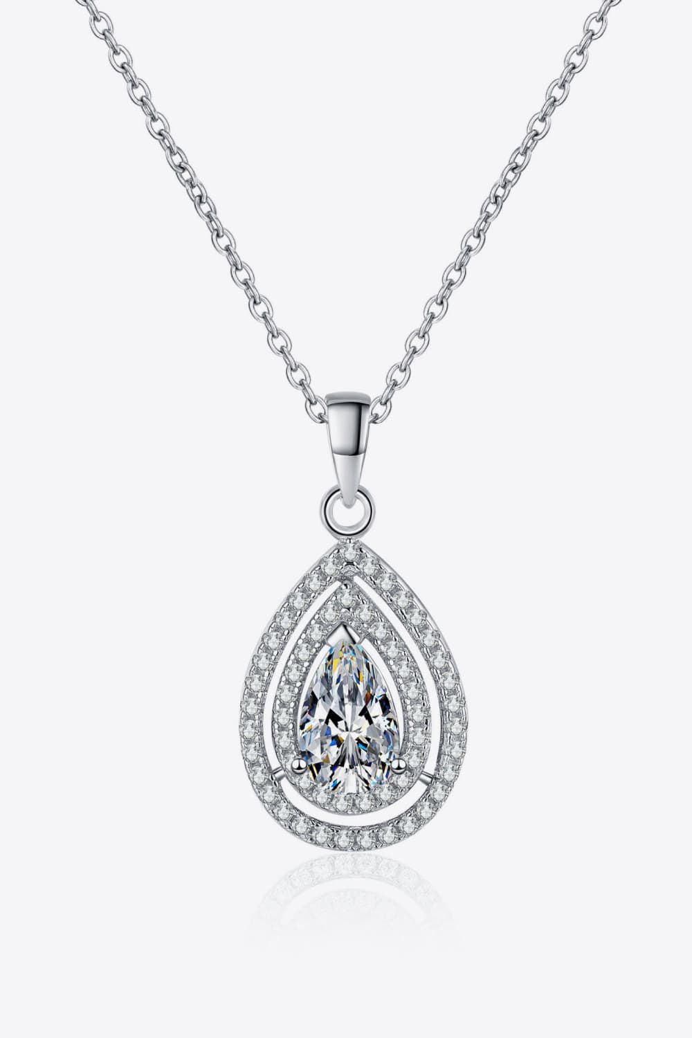 1 Ct Moissanite Teardrop Pendant Necklace