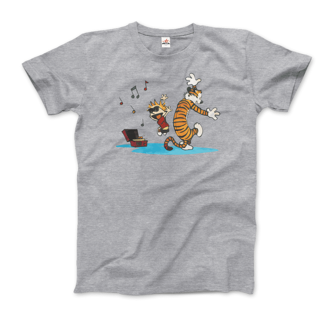 Calvin and Hobbes Dancing With Record Player T-Shirt