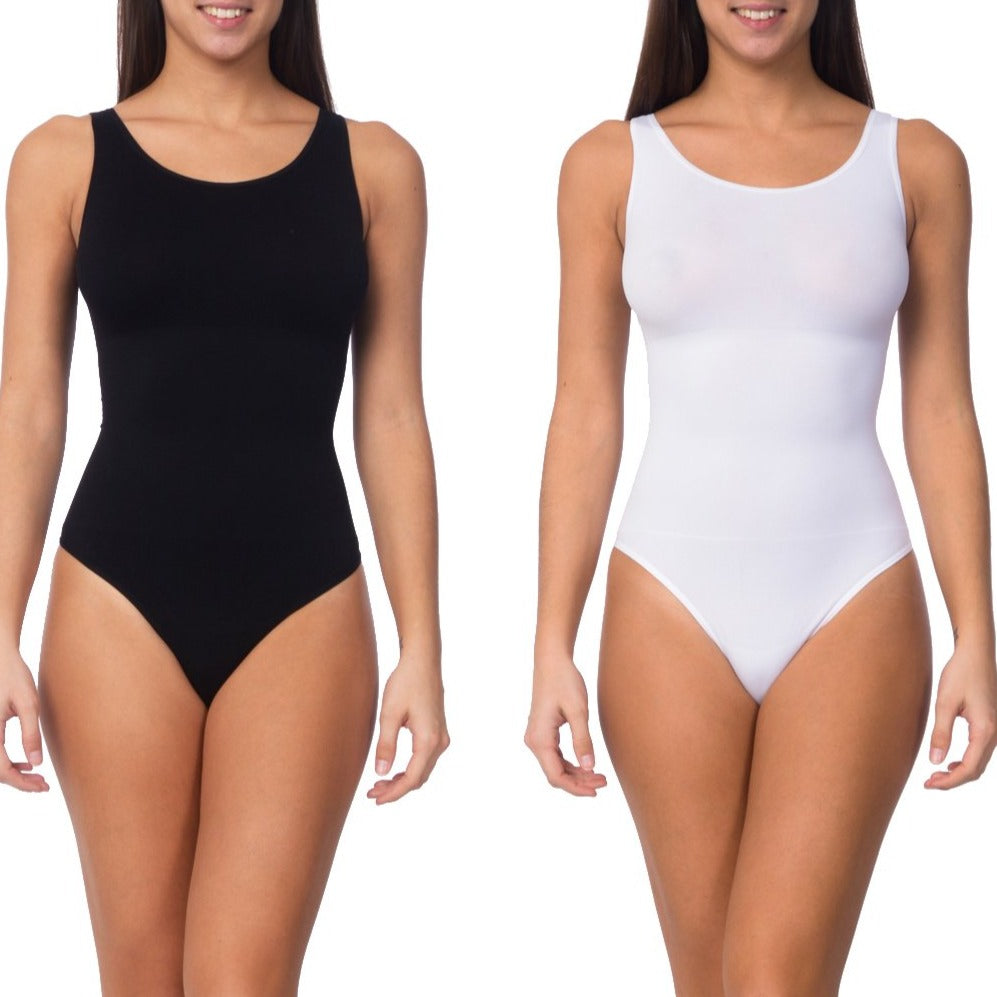 Seamless Shaping Bodysuit With Thong Bottom 2 Pack