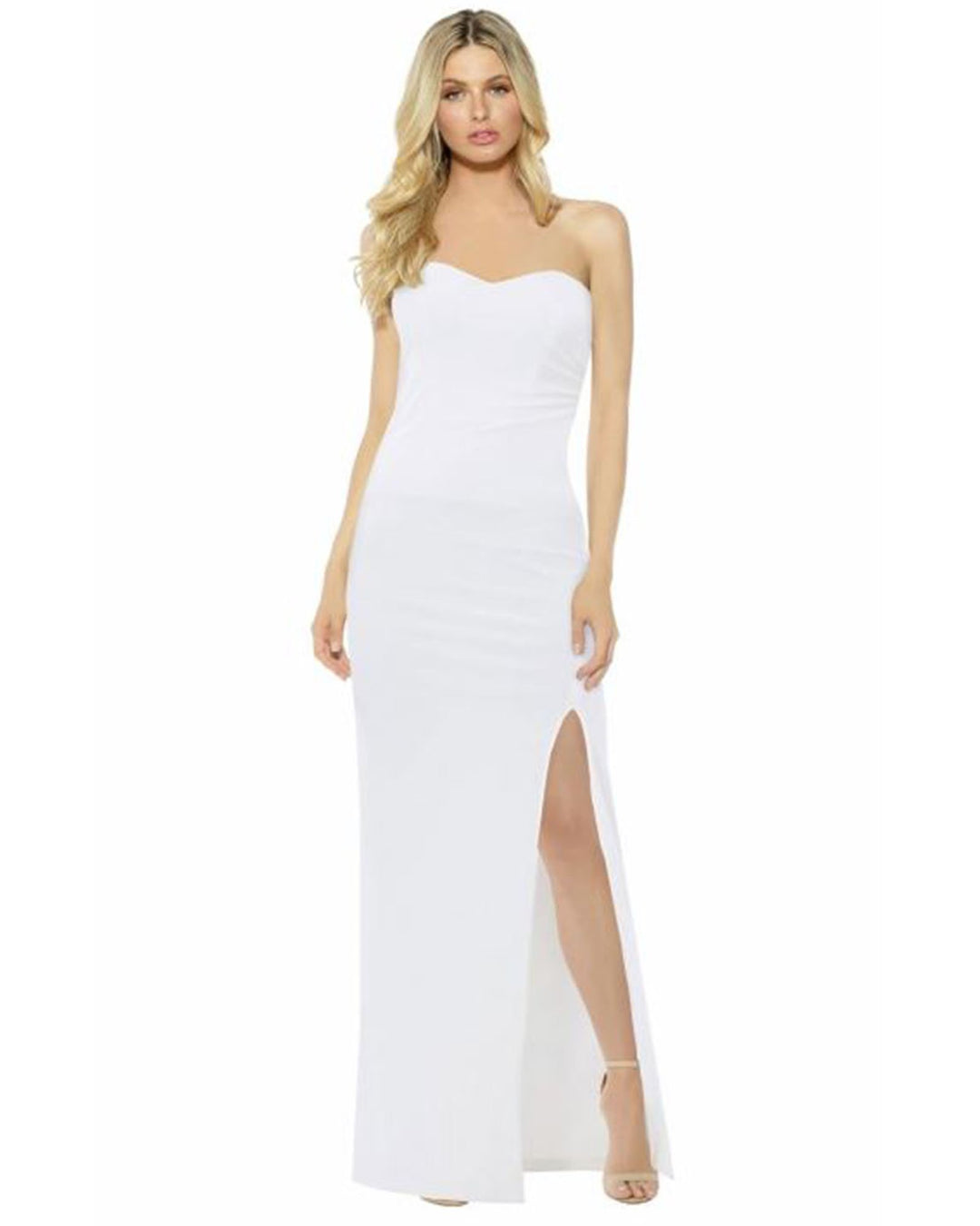 Strapless Evening Cocktail Dress in White