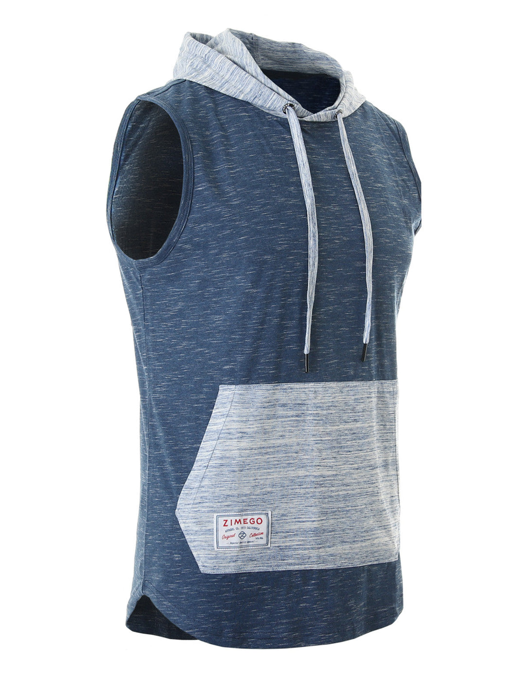 Color Block Sleeveless Pullover Kangaroo Pocket Workout Hooded Tank