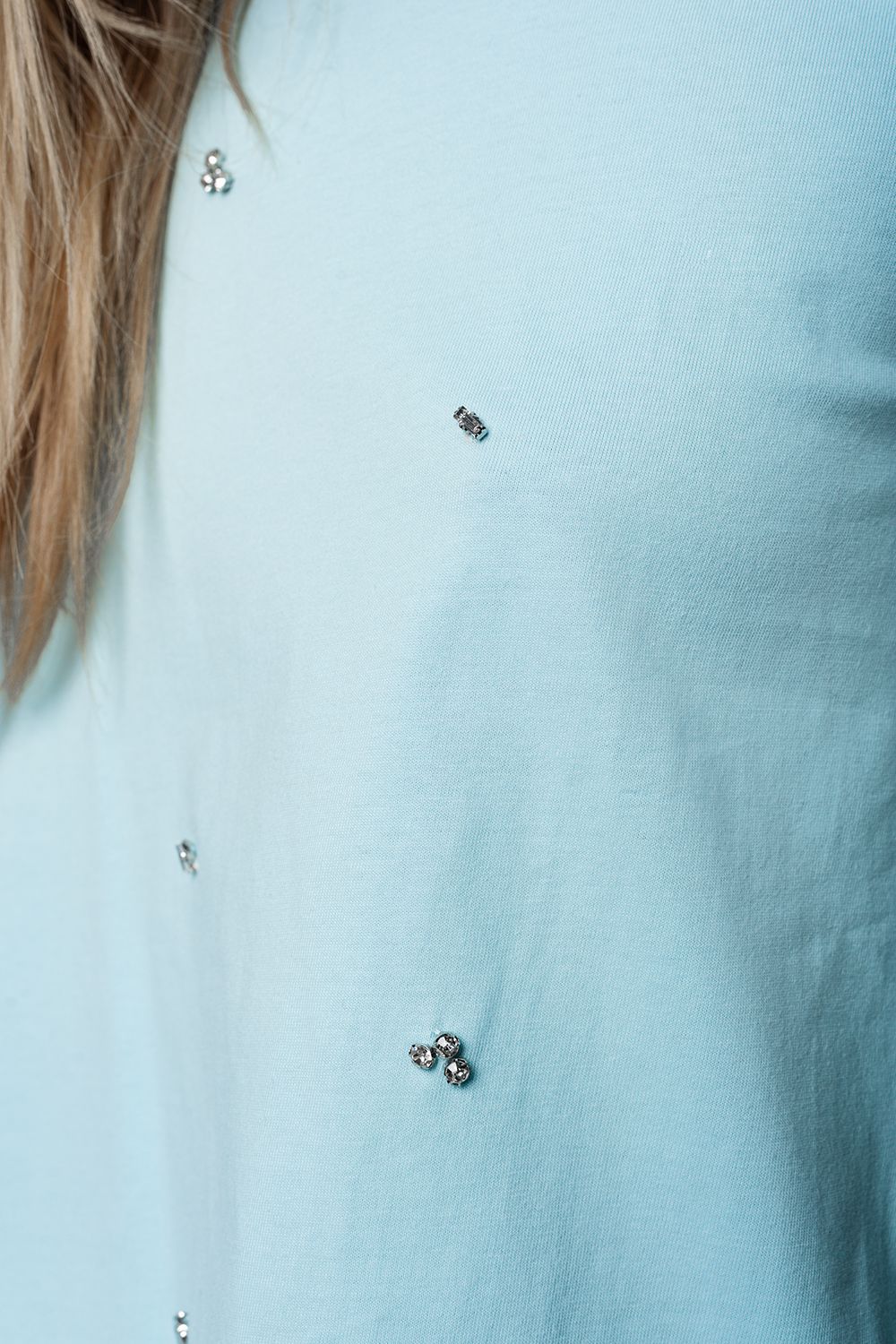 Blue T-Shirt with Strass Details