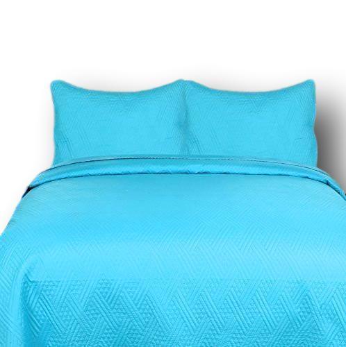 Gentle Wave Turquoise Teal Blue Thin & Lightweight Quilted Bedspread Set