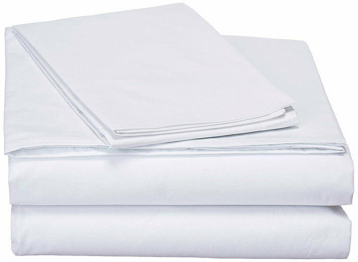 DaDa Bedding White Soft Fitted & Flat Bed Sheets W/ Pillow Cases Set (FSFS098765)